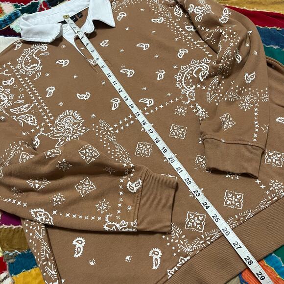 No Boundaries Bandana Style Tan Rugby Long Sleeve Large - Picture 4 of 6